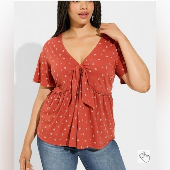 NWT Torrid Vintage Cotton Jersey V-Neck
Relaxed Tie Front size 3x - Picture 1 of 9